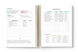 Open planner showing class planner and scholarship tracker sections.