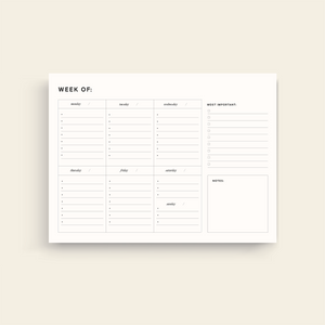 weekly desk planner